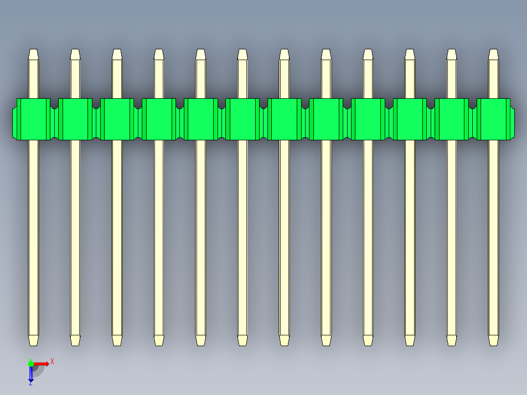 彩色公头100mil（2.54mm）系列-DS1021_green_1x12p_100mil_Type5_rev1.0俯视图