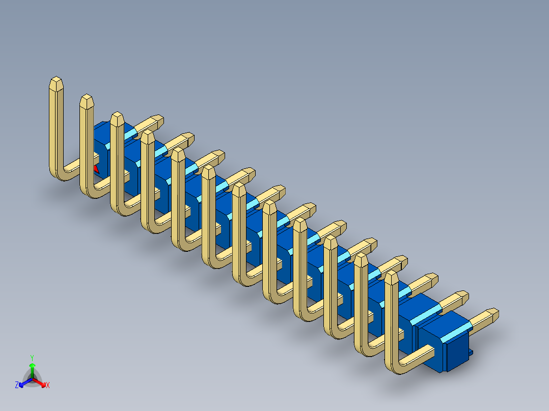 彩色公排针 100mil 2.54mm 系列-DS1022_blue_12p_100mil_TypeU_rev1.0