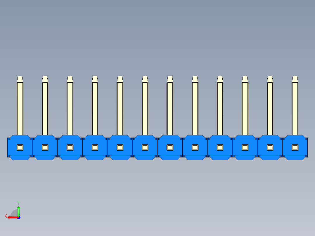 彩色公排针 100mil 2.54mm 系列-DS1022_blue_12p_100mil_TypeU_rev1.0后视图