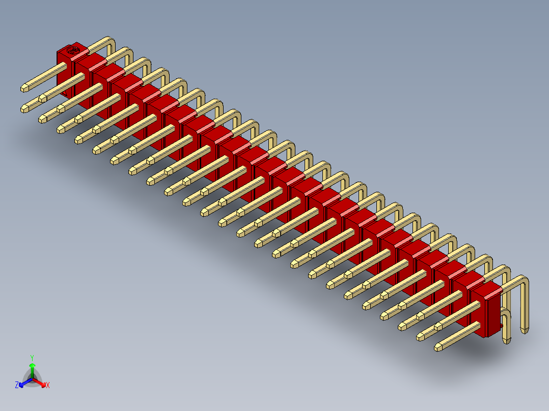 彩色公排针 100mil 2.54mm 系列-DS1022_red_2x24p_100mil_TypeD_rev1.0