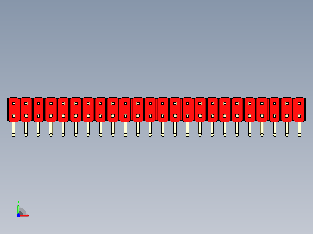 彩色公排针 100mil 2.54mm 系列-DS1022_red_2x24p_100mil_TypeD_rev1.0前视图
