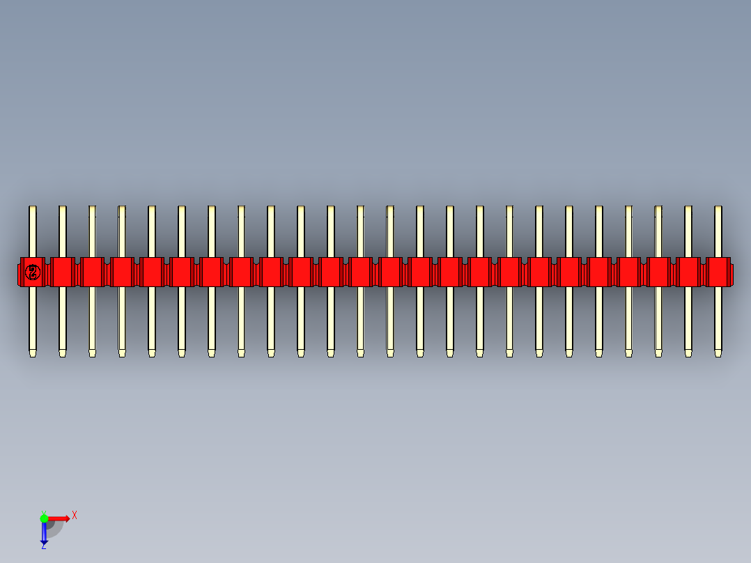 彩色公排针 100mil 2.54mm 系列-DS1022_red_2x24p_100mil_TypeD_rev1.0俯视图
