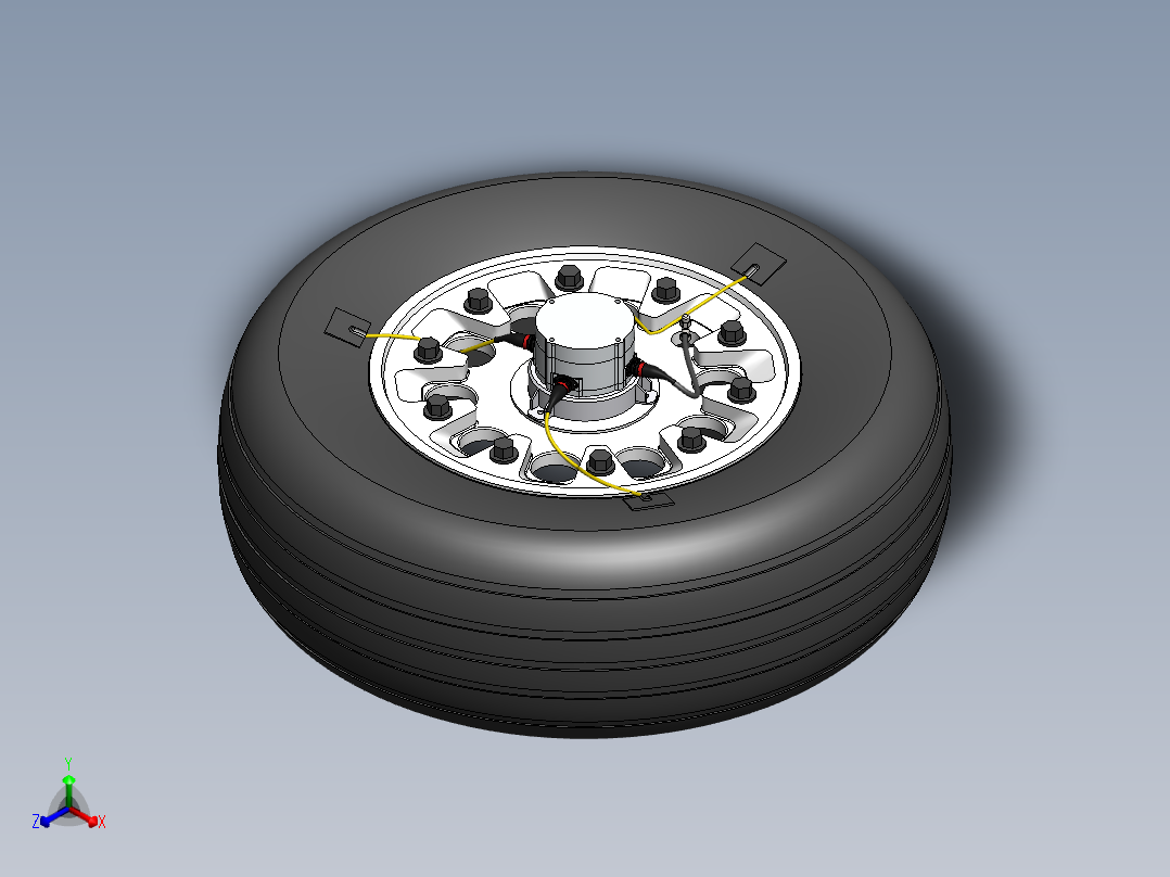 F16战斗机起落架轮子正等轴测图