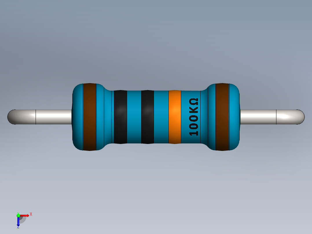 电容器 二极管 电阻器-Resistor 100K Ohm Blue俯视图