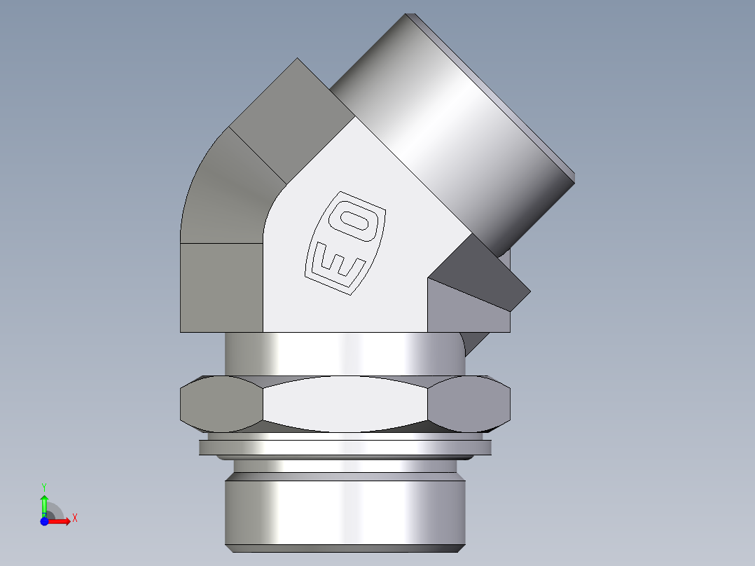 卡套式工业通用硬管接头EO_Adjustable_locknut_45_deg_elbow_VEE30SMOMDCF前视图
