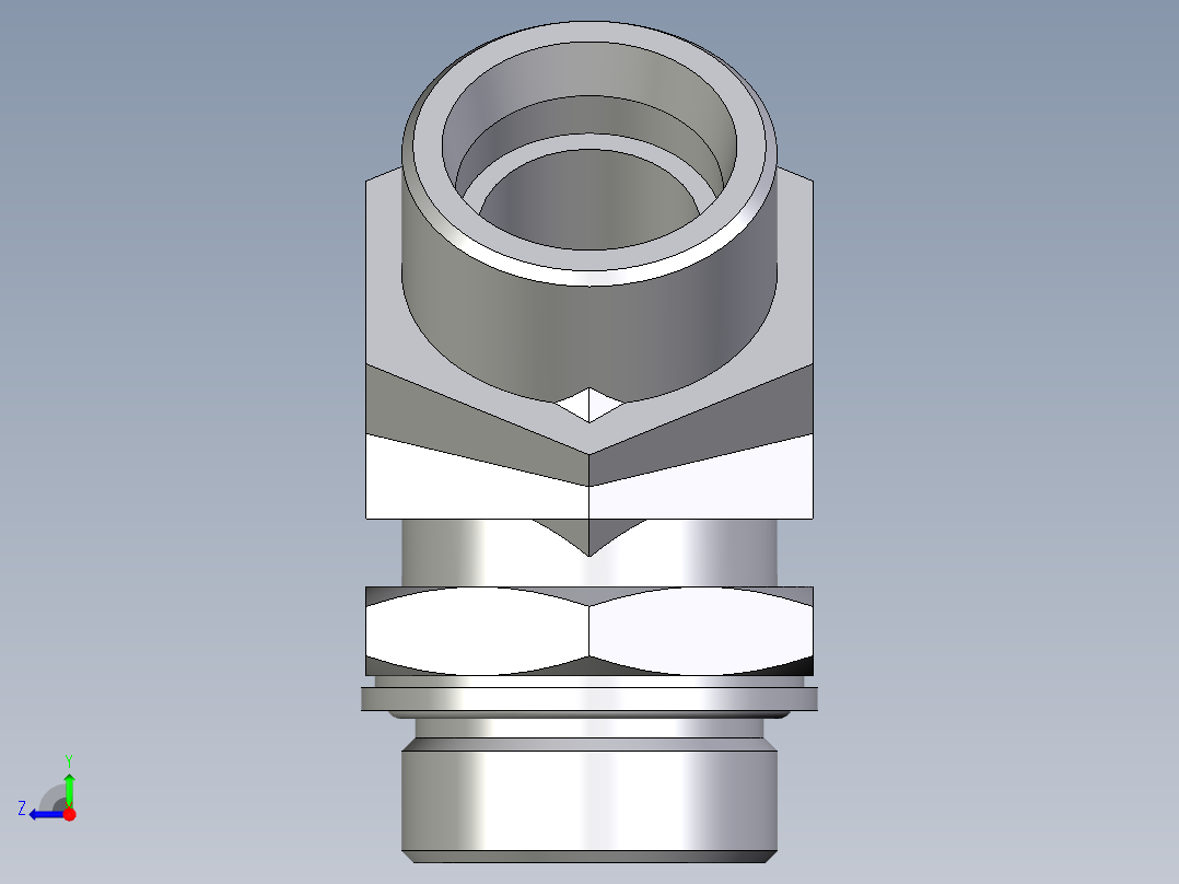 卡套式工业通用硬管接头EO_Adjustable_locknut_45_deg_elbow_VEE30SMOMDCF右视图