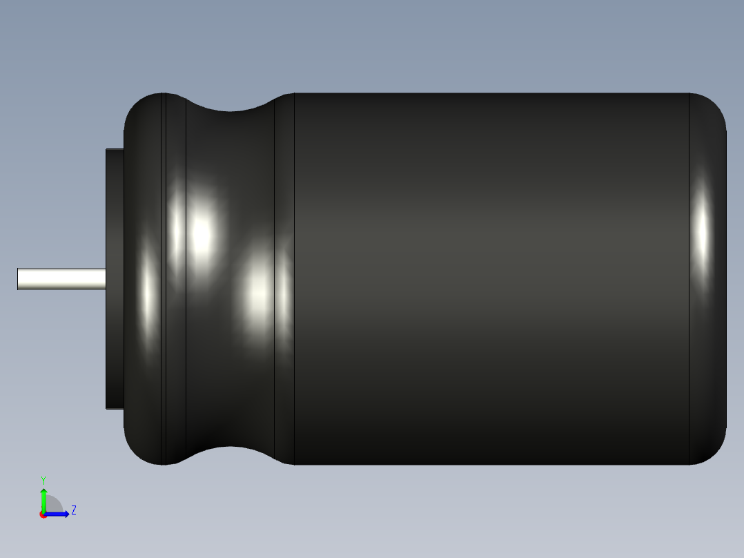 无源元件封装-CAP_RAD_D10x16_POL_BK左视图