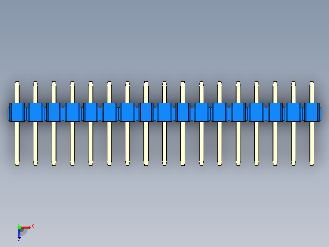 彩色公头100mil（2.54mm）系列-DS1021_blue_3x17p_100mil_Type1_rev1.0俯视图