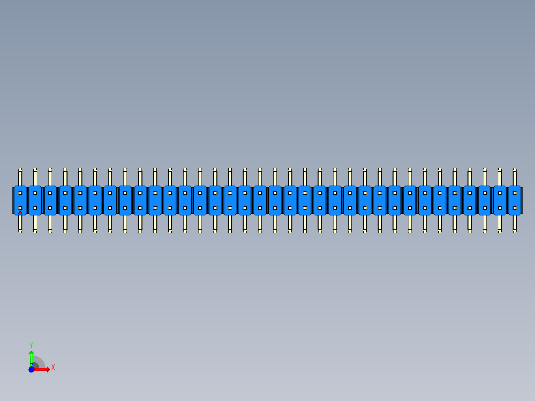 彩色公排针 100mil 2.54mm 系列-DS1022_blue_68p_100mil_TypeSMT_rev1.0前视图