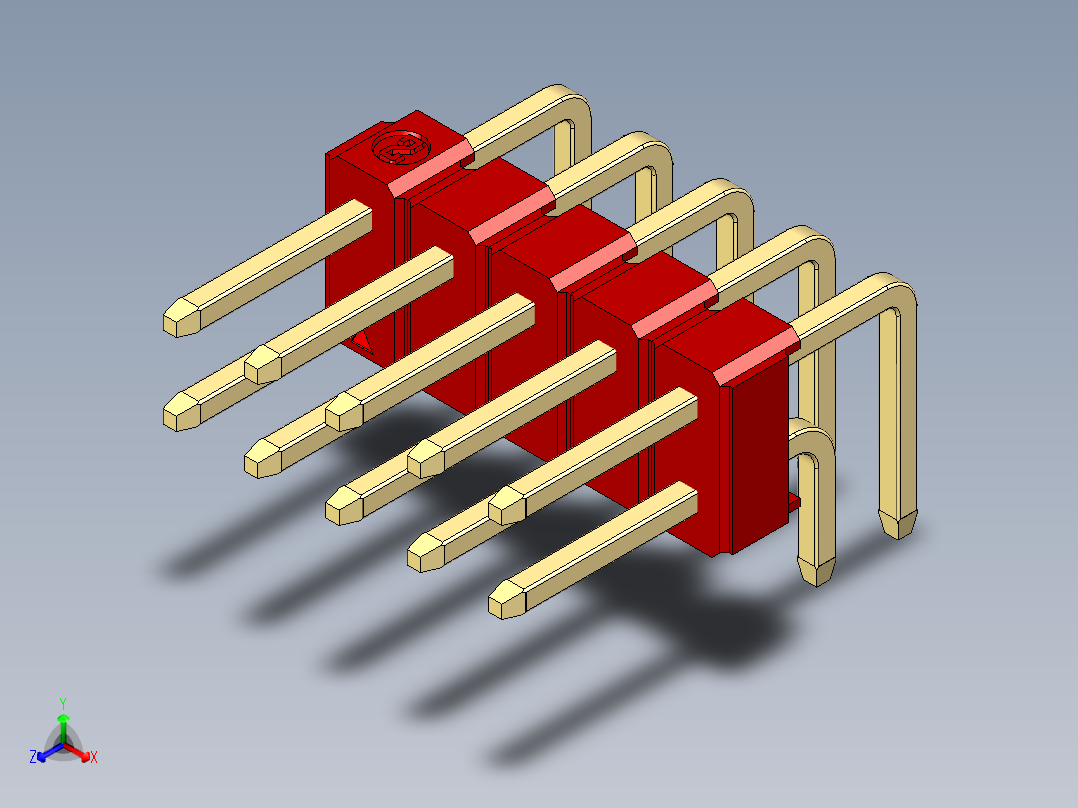 彩色公排针 100mil 2.54mm 系列-DS1022_red_2x05p_100mil_TypeD_rev1.0