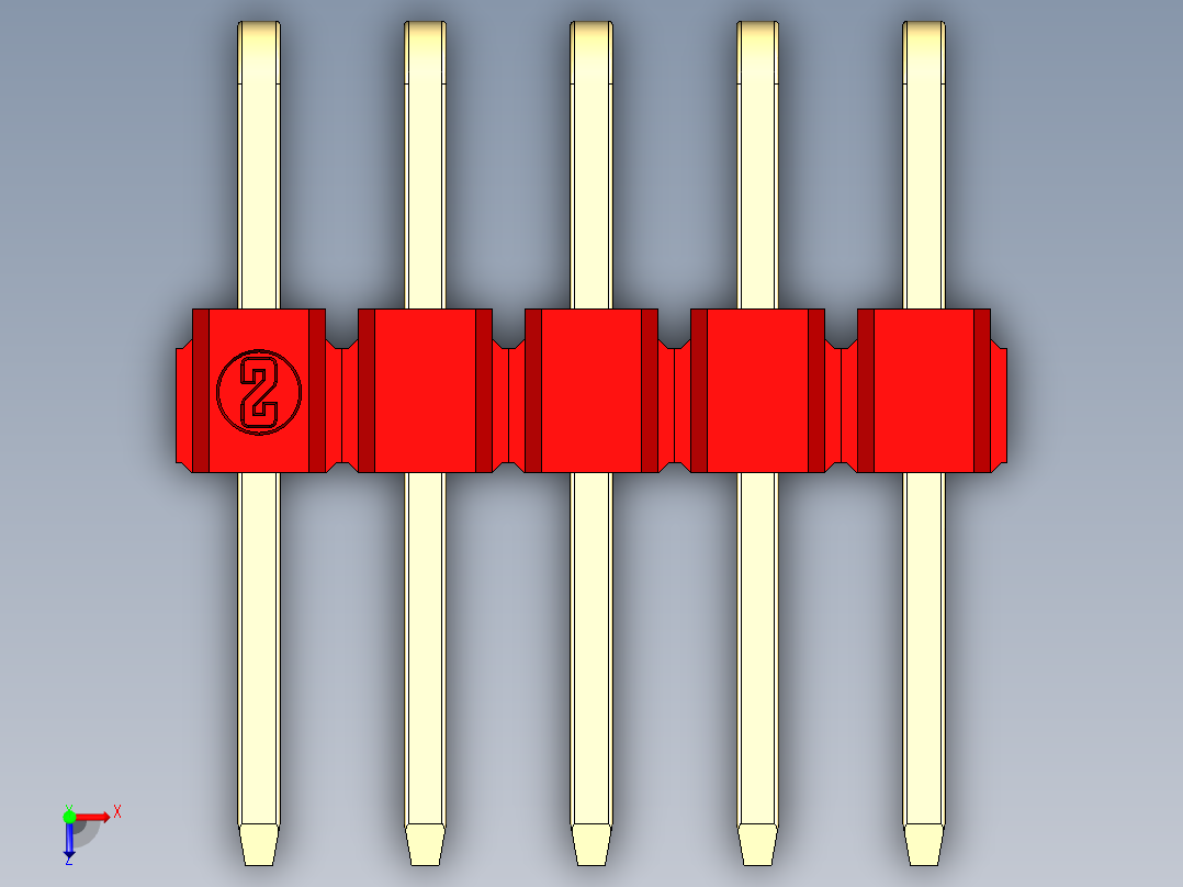 彩色公排针 100mil 2.54mm 系列-DS1022_red_2x05p_100mil_TypeD_rev1.0俯视图