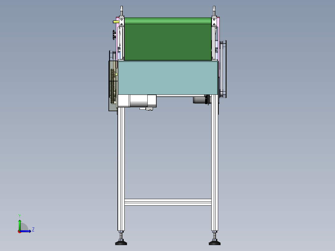 吹风除尘毛刷线、非标自动流水线 3D模型（SolidWorks设计左视图