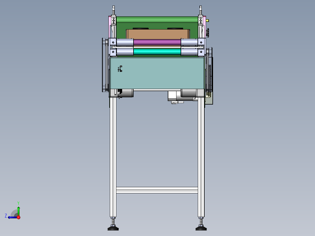 吹风除尘毛刷线、非标自动流水线 3D模型（SolidWorks设计右视图