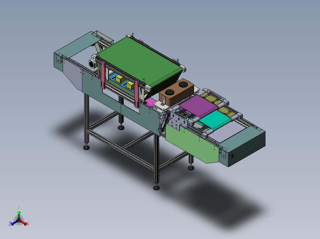 吹风除尘毛刷线、非标自动流水线 3D模型（SolidWorks设计正等轴测图