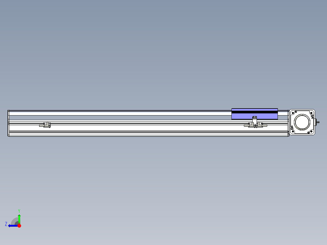 同步带滑台-半封闭B17-L100-S700-R-P75-D3-N3右视图