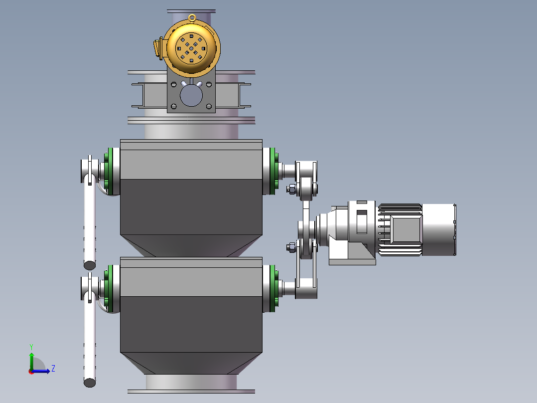 01-电动双层单门翻板阀左视图