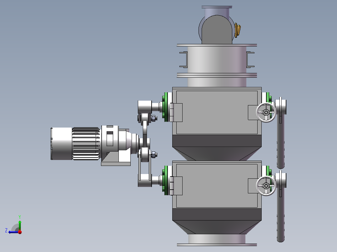 01-电动双层单门翻板阀右视图
