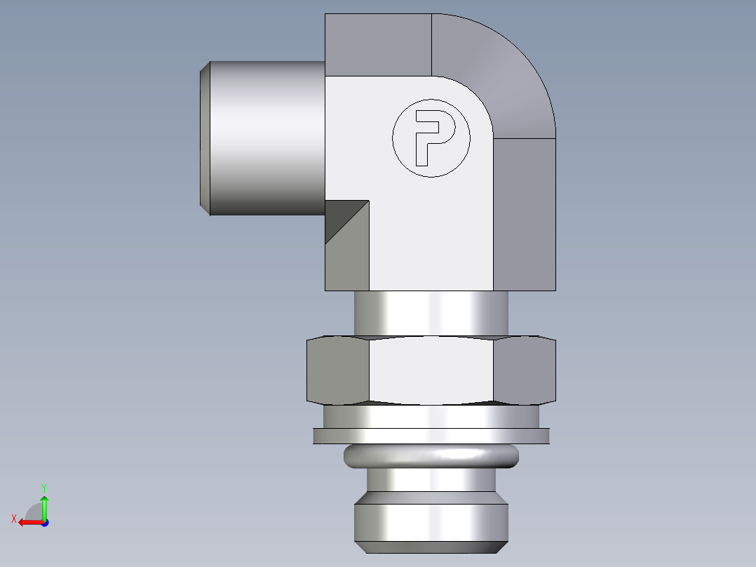 卡套式工业通用硬管接头EO_Adjustable_Locknut_elbow_WEE06LLMOROMDCF后视图