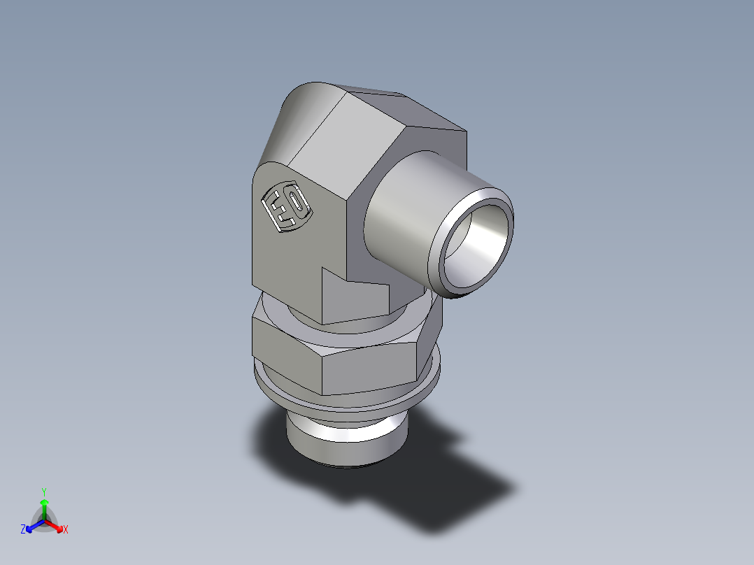 卡套式工业通用硬管接头EO_Adjustable_Locknut_elbow_WEE06LLMOROMDCF正等轴测图
