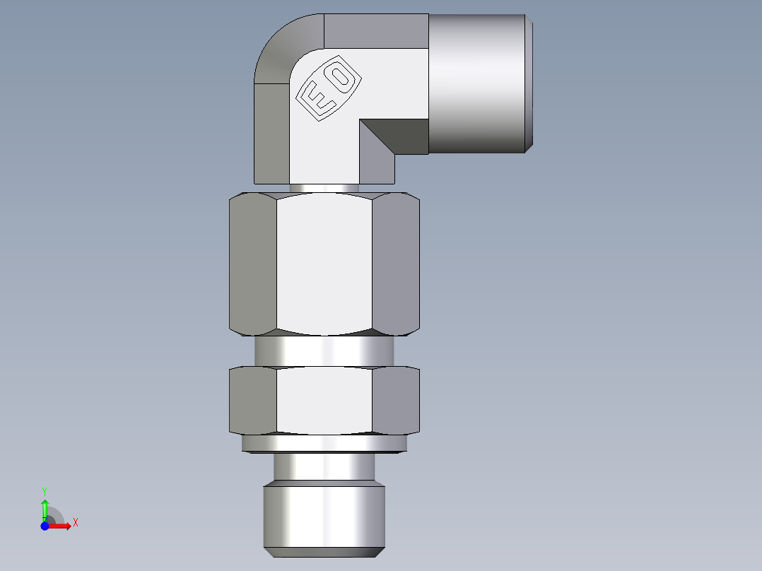 卡套式工业通用硬管接头EO_Assembled_adjustable_standpipe_elbow_EVW08SMOMD71前视图