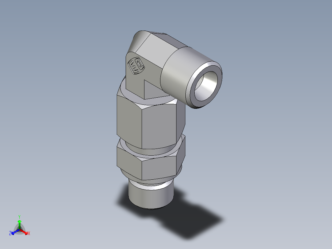卡套式工业通用硬管接头EO_Assembled_adjustable_standpipe_elbow_EVW08SMOMD71正等轴测图