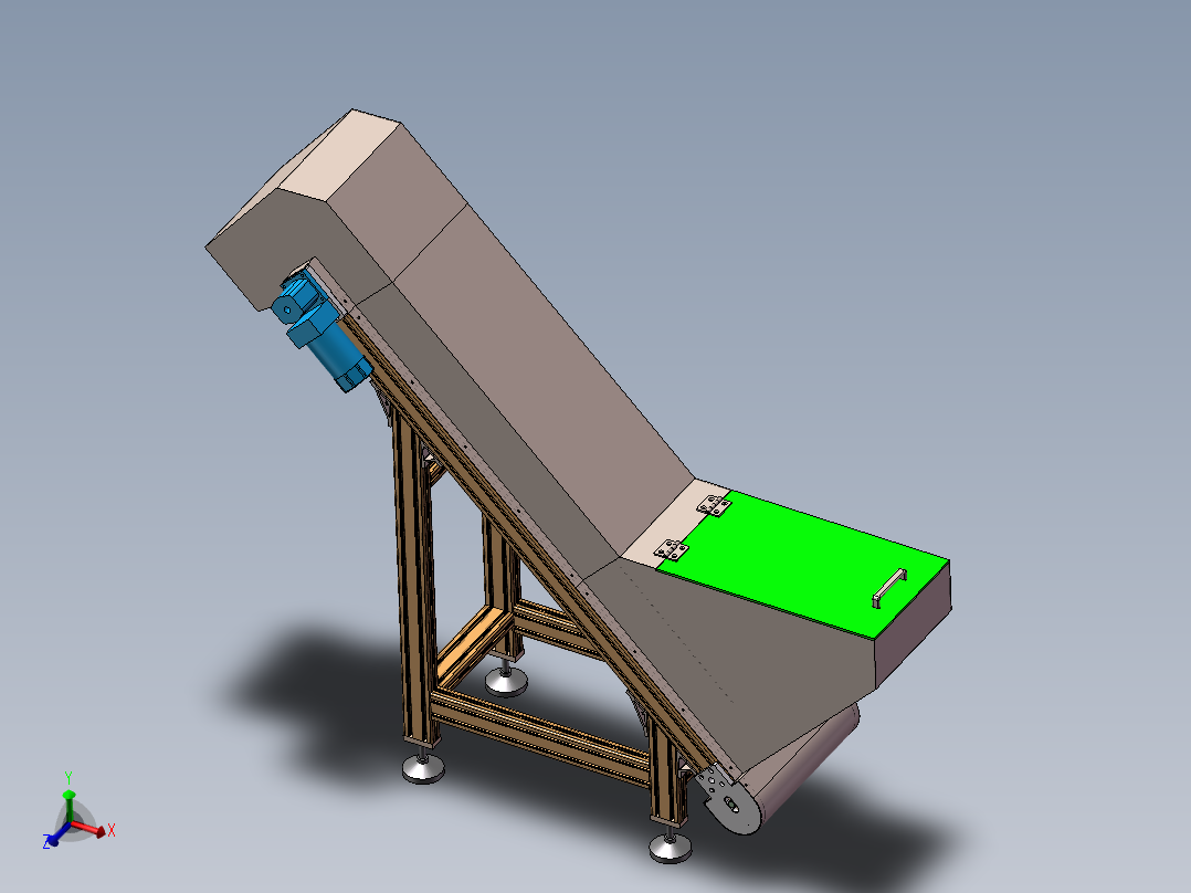 铝型材爬坡上料<span style='color: red'>输送机</span>3d图纸封闭式提升上料机3D模型