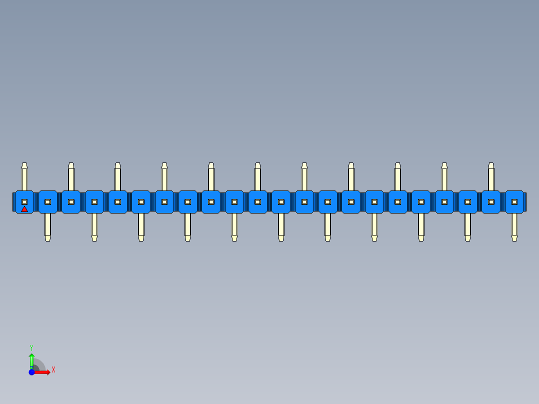 彩色公排针 100mil 2.54mm 系列-DS1022_blue_22p_100mil_Type_SMT_R1_rev1.0前视图