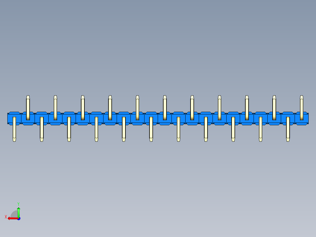 彩色公排针 100mil 2.54mm 系列-DS1022_blue_22p_100mil_Type_SMT_R1_rev1.0后视图