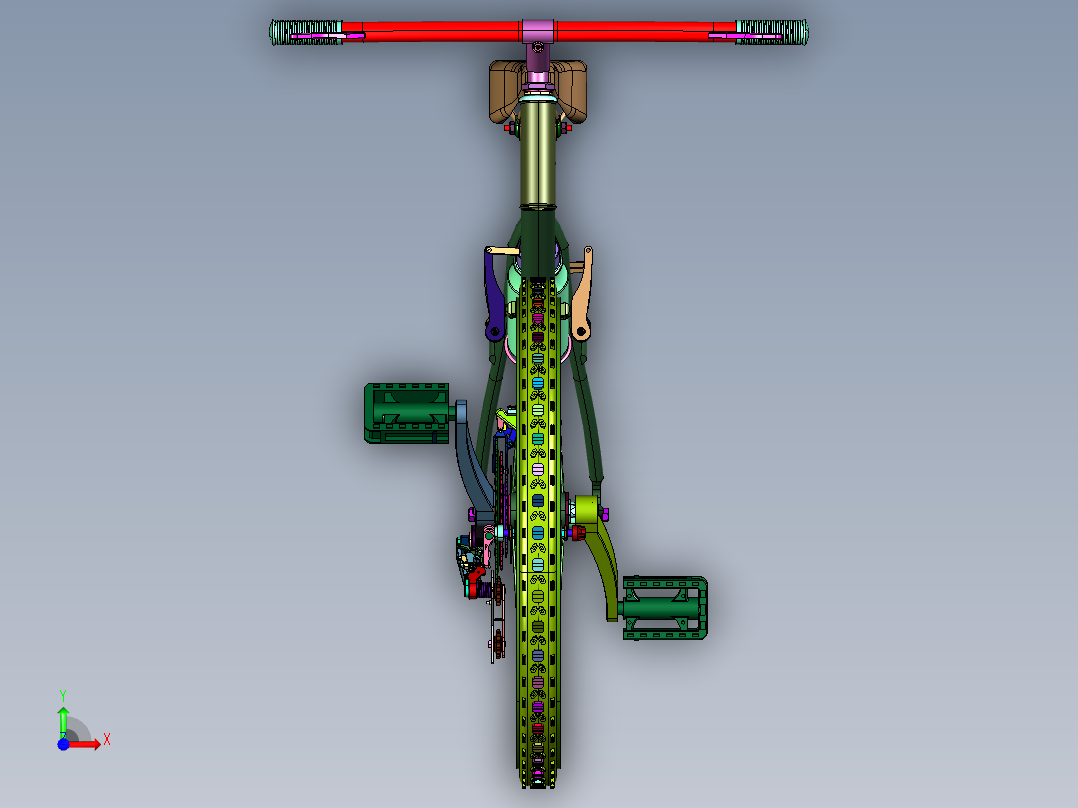 变速越野山地自行车前视图