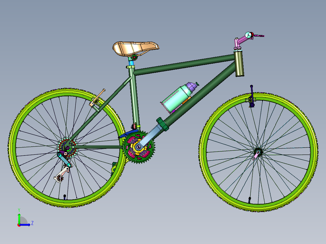 变速越野山地自行车左视图