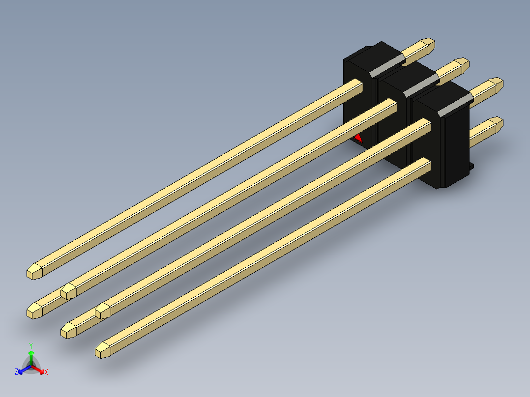 彩色公头100mil（2.54mm）系列-DS1021_black_2x03p_100mil_Type43_rev1.0正等轴测图