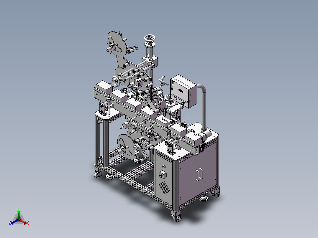 全自动纸盒贴标机 3D图纸 非标自动化设备3D图纸3D模型正等轴测图