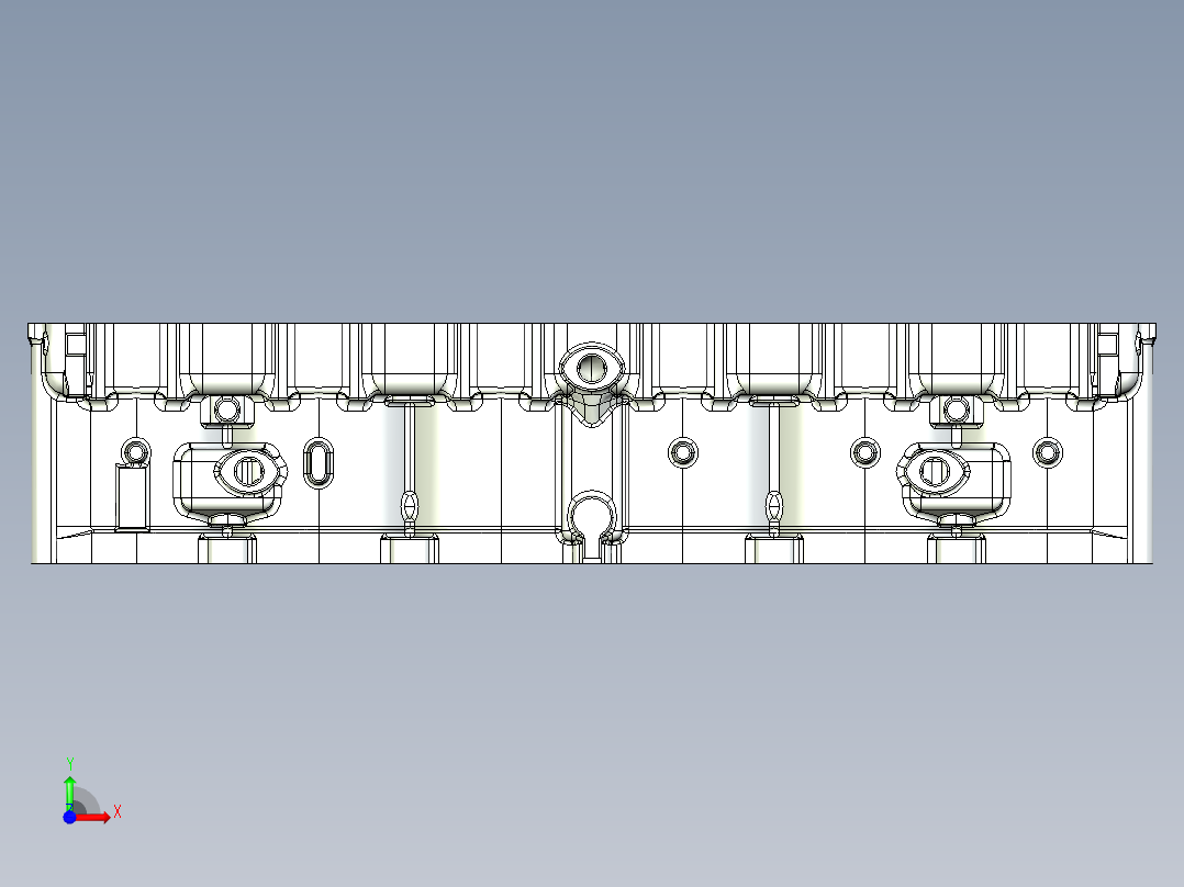 铸造的Packard V-1650-7 梅林发动机缸体前视图
