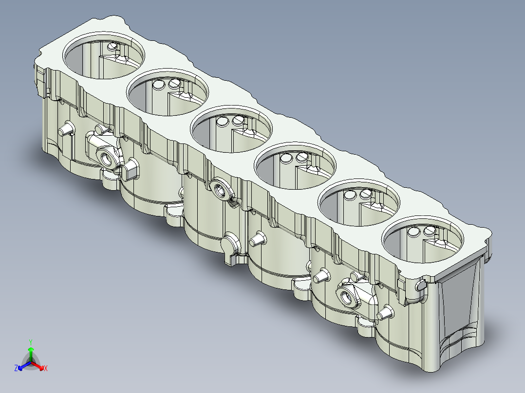 铸造的Packard V-1650-7 梅林发动机缸体正等轴测图