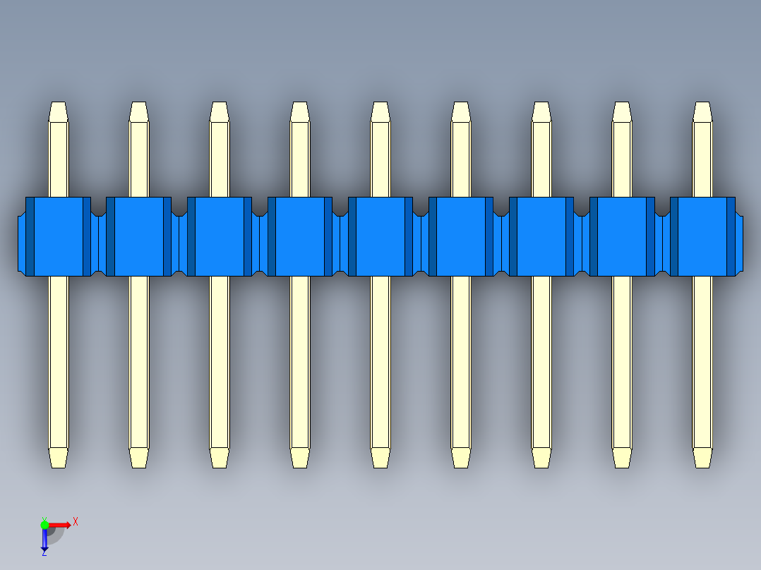 彩色公头100mil（2.54mm）系列-DS1021_blue_3x09p_100mil_Type1_rev1.0俯视图