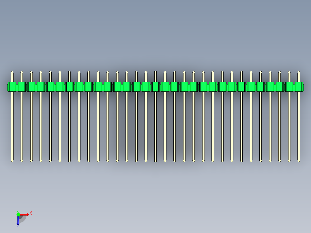 彩色公头100mil（2.54mm）系列-DS1021_green_2x31p_100mil_Type19_rev1.0俯视图