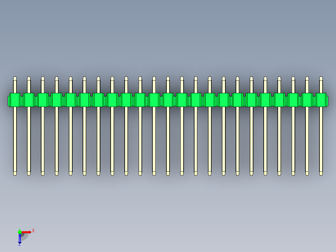 彩色公头100mil（2.54mm）系列-DS1021_green_2x23p_100mil_Type5_rev1.0俯视图