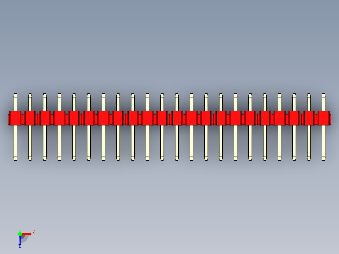 彩色公头100mil（2.54mm）系列-DS1021_red_2x22p_100mil_Type1_rev1.0俯视图