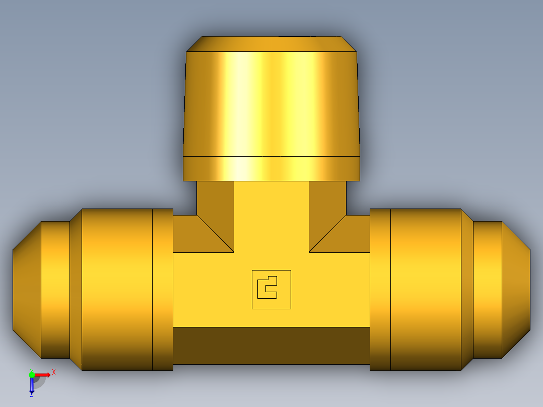 扩口式工业通用硬管接头Male Branch Tee 145F-6-6俯视图