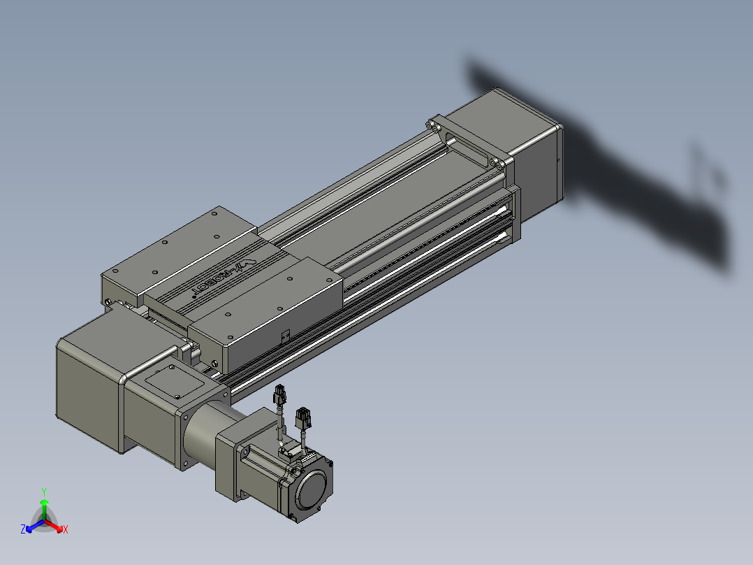 威洛博直线电机模组EB16-L208-S300-L-ZP75-MS3-5K正等轴测图