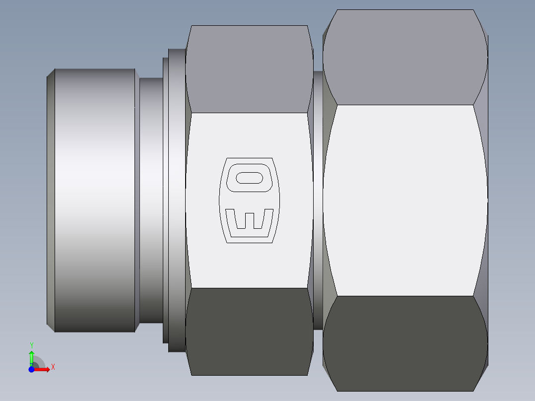 卡套式工业通用硬管接头EO_Swivel_connector_EGE38SREDCF前视图