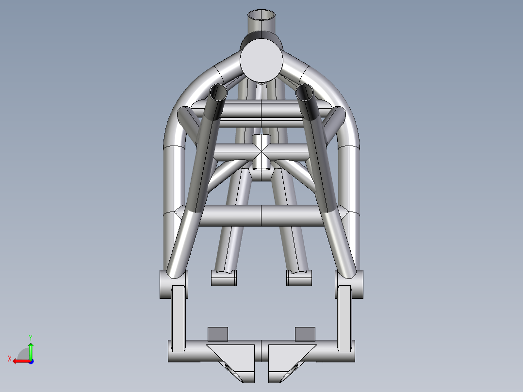摩托车骨架模型3D模型后视图