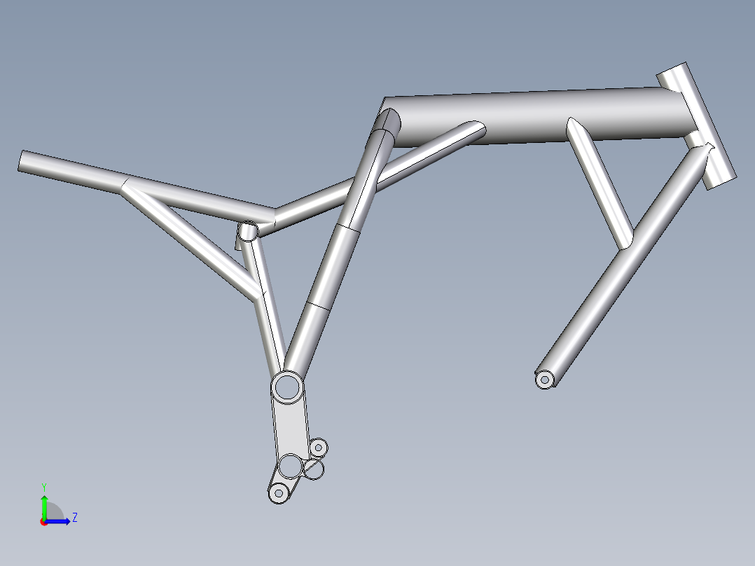 摩托车骨架模型3D模型左视图