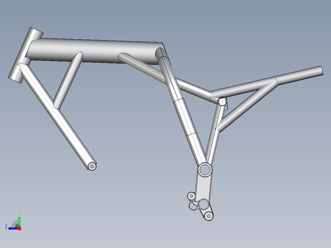 摩托车骨架模型3D模型右视图