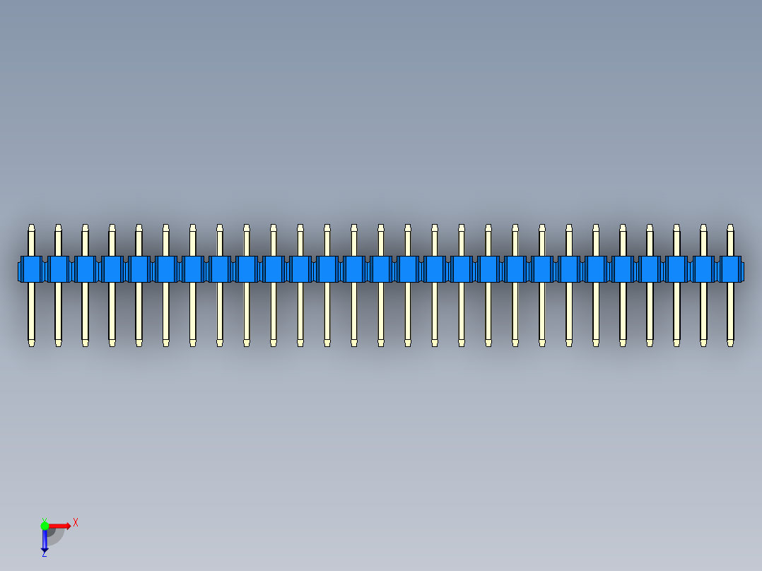 彩色公头100mil（2.54mm）系列-DS1021_blue_2x27p_100mil_Type1_rev1.0俯视图