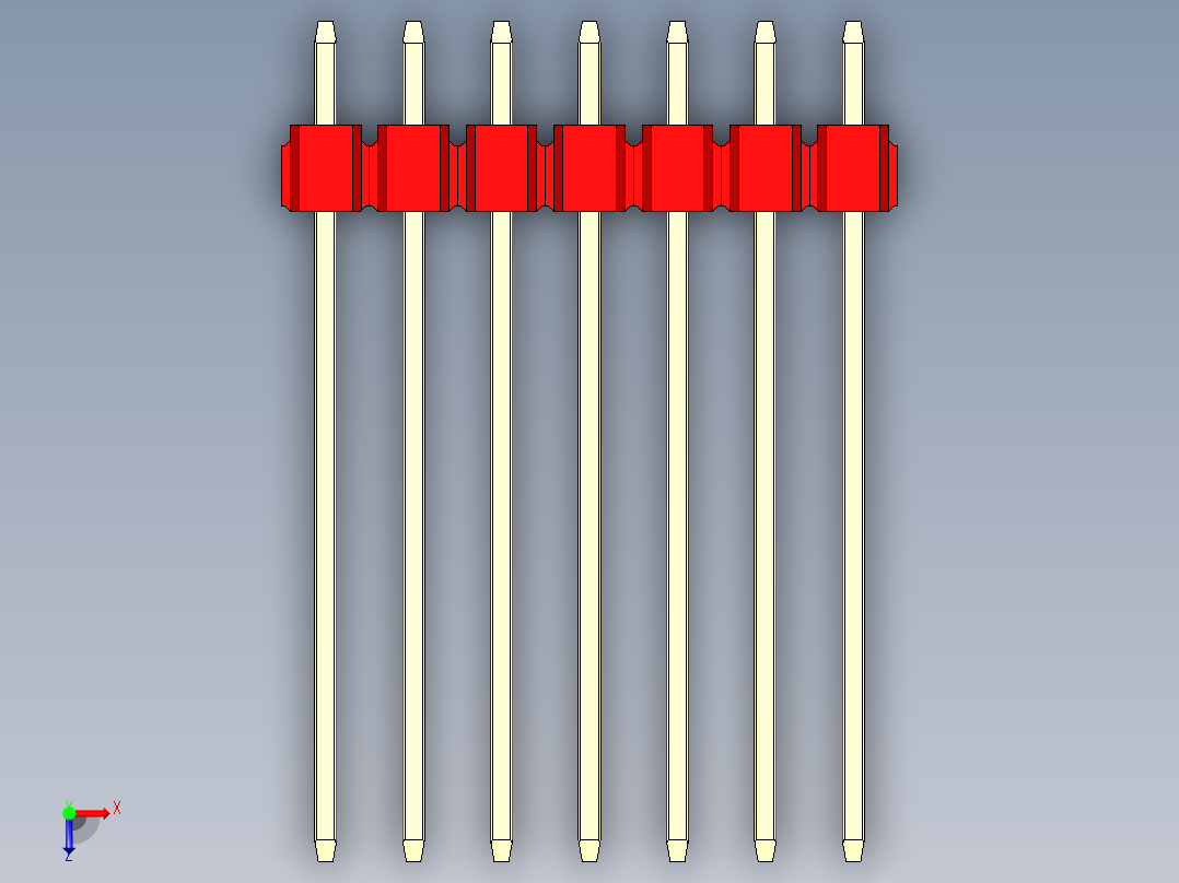 彩色公头100mil（2.54mm）系列-DS1021_red_2x07p_100mil_Type19_rev1.0俯视图