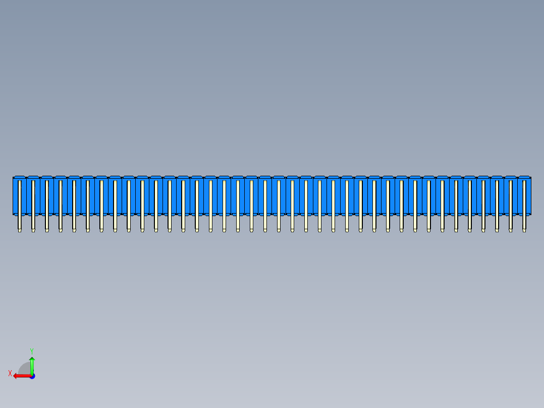 彩色公排针 100mil 2.54mm 系列-DS1022_blue_3x38p_100mil_TypeD_rev1.0后视图