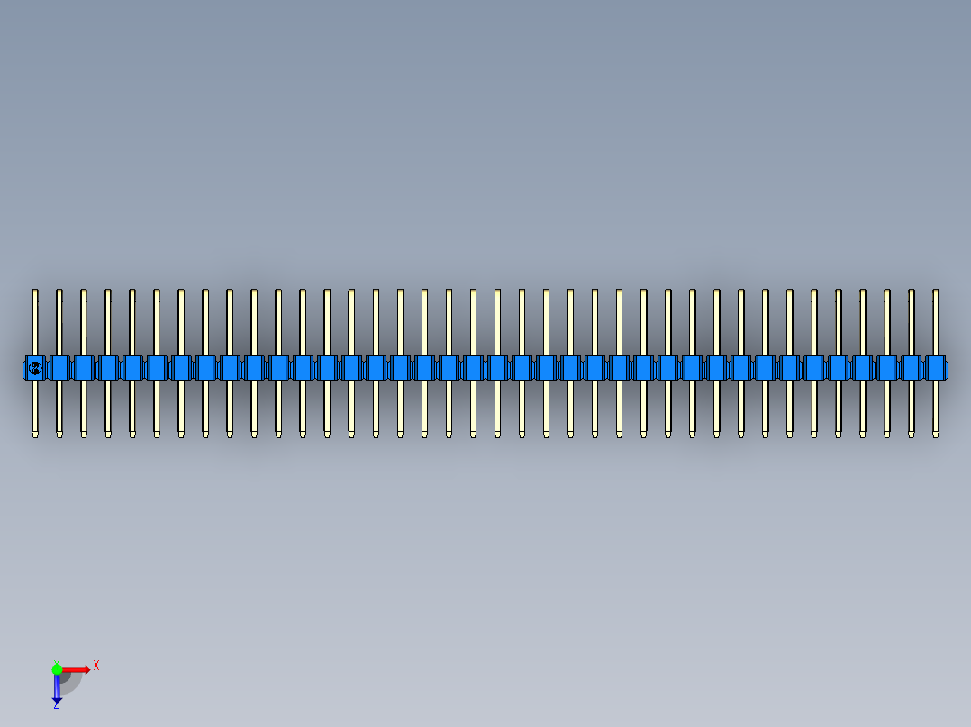 彩色公排针 100mil 2.54mm 系列-DS1022_blue_3x38p_100mil_TypeD_rev1.0俯视图