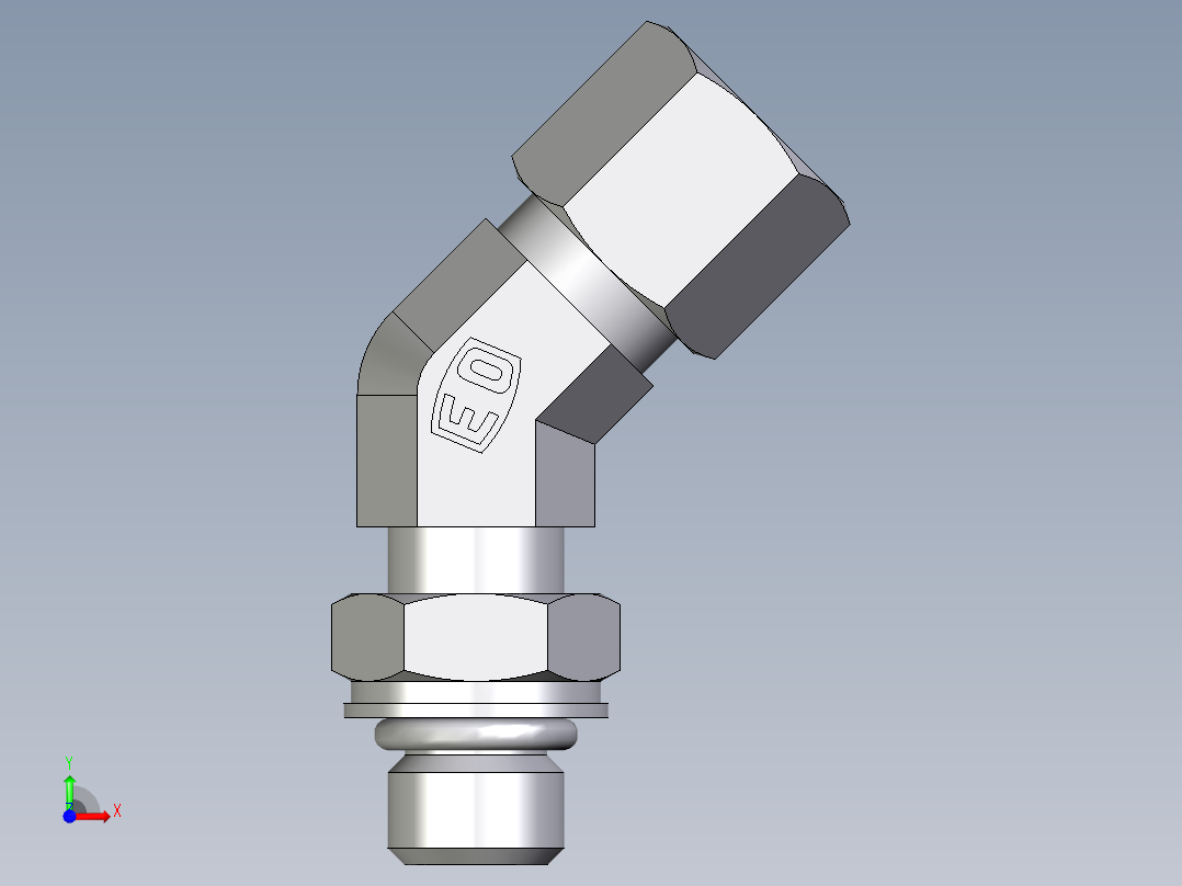 卡套式工业通用硬管接头EO_Adjustable_locknut_45_deg_elbow_VEE08ZLMORCF前视图