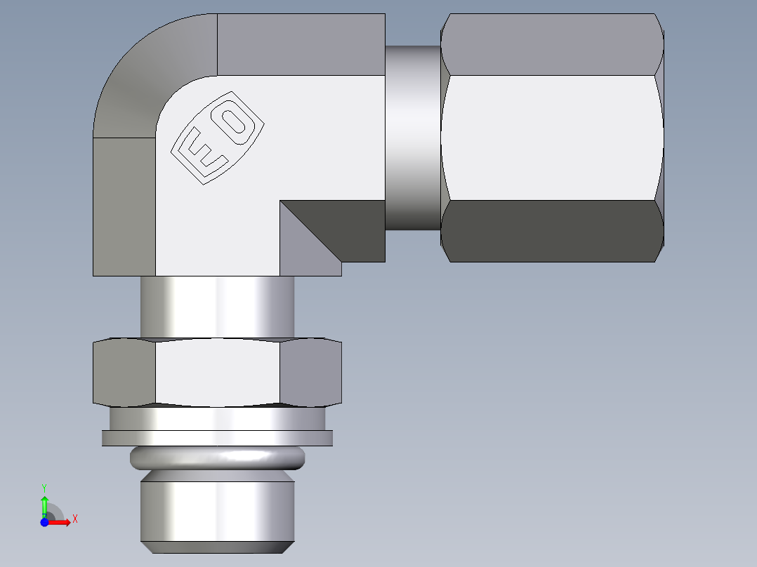 卡套式工业通用硬管接头EO_Adjustable_Locknut_elbow_WEE06ZLMORCF前视图